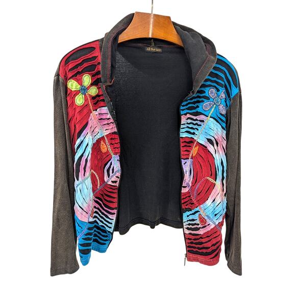 Artsy XL Patchwork Design 100% Cotton Hoodie Floral Detail Boho Hippie Festival - Picture 3 of 5